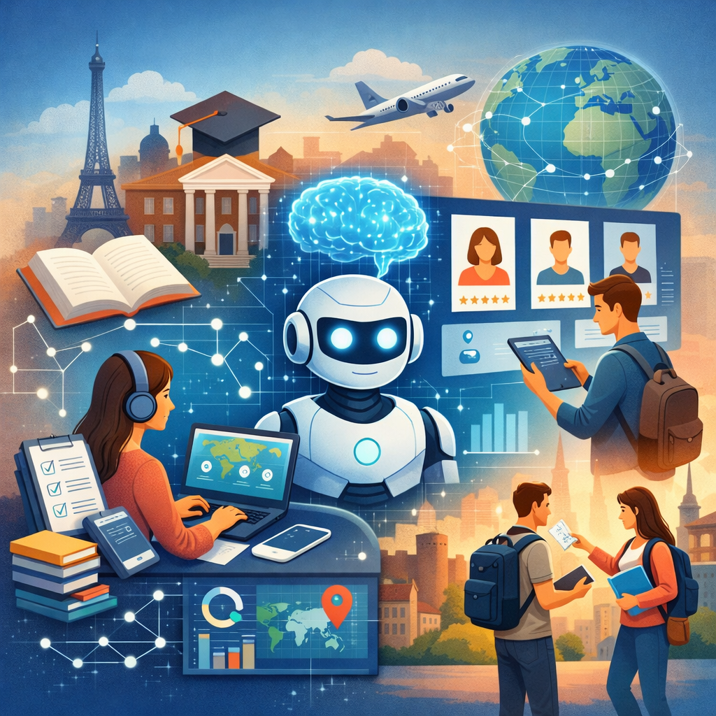 This article by TravelEdventures discusses how artificial intelligence is gradually transforming Erasmus mobility by helping organisations to make bet-2 This article by TravelEdventures discusses how artificial intelligence is gradually transforming Erasmus mobility by helping organisations to make bet-2