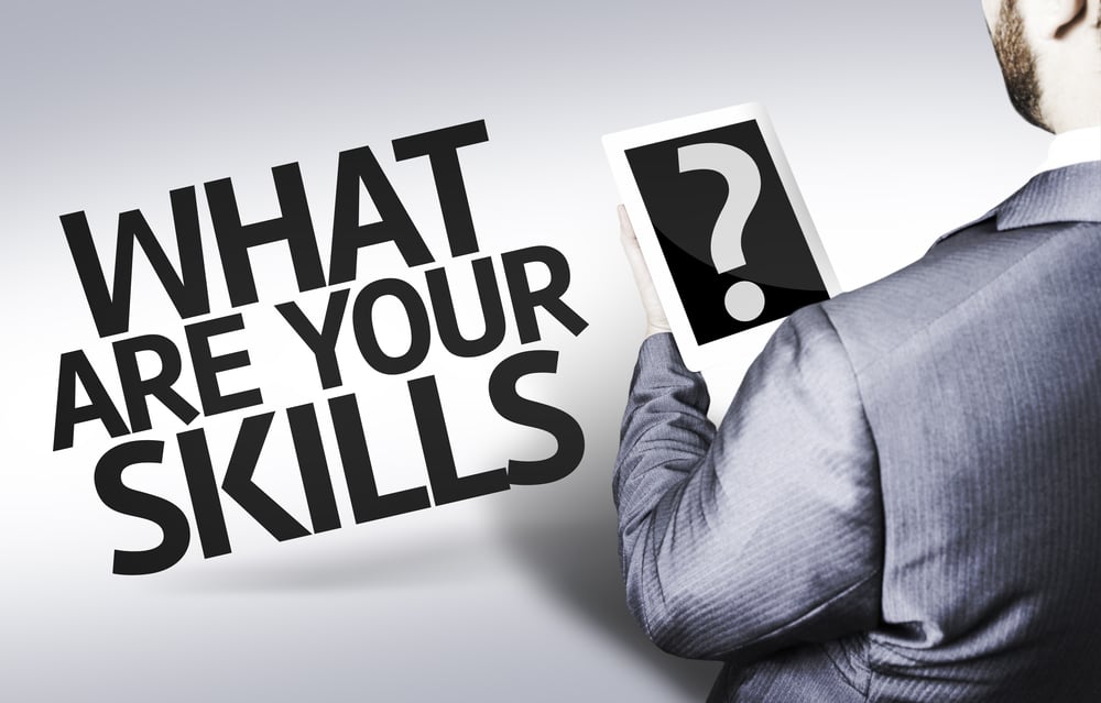 Business man with the text What are your Skills? in a concept image-1