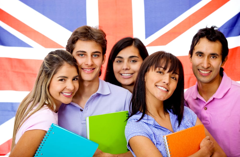 Group of people learning English as a foreign language in the United Kingdom