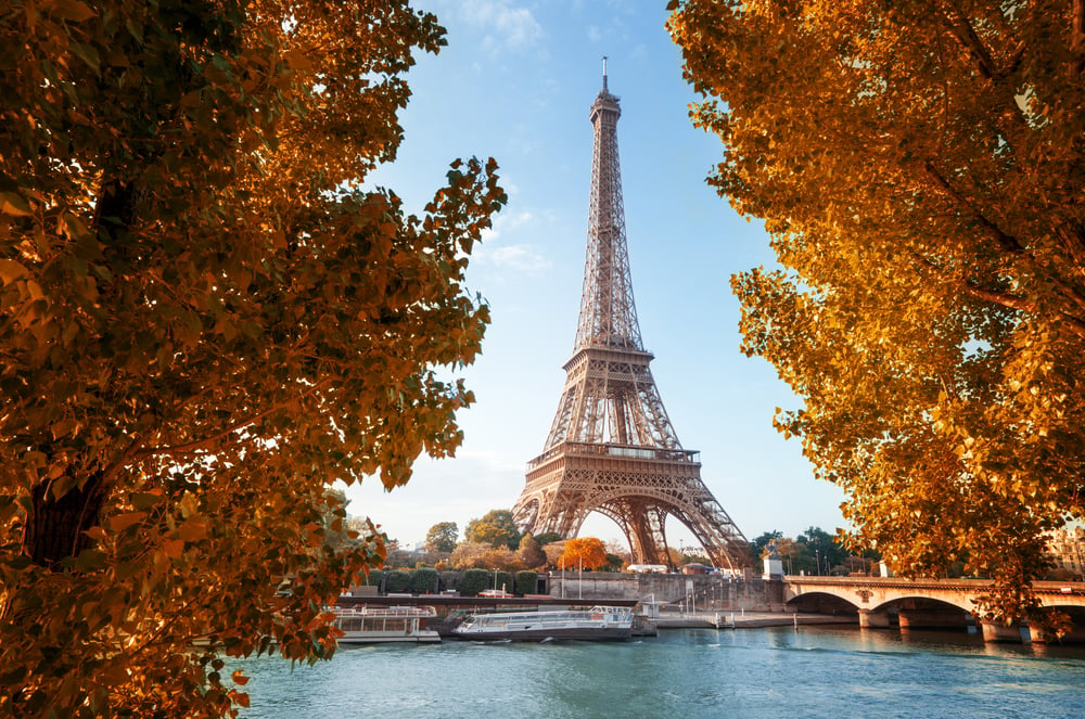 Seine in Paris with Eiffel tower in autumn time-2